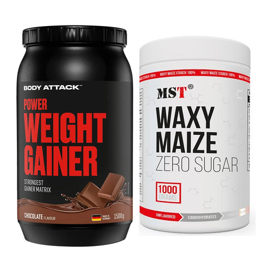 Masse-Duo: Body Attack Power Weight Gainer + MST WAXY MAIZE – alle enthaltenen Artikel