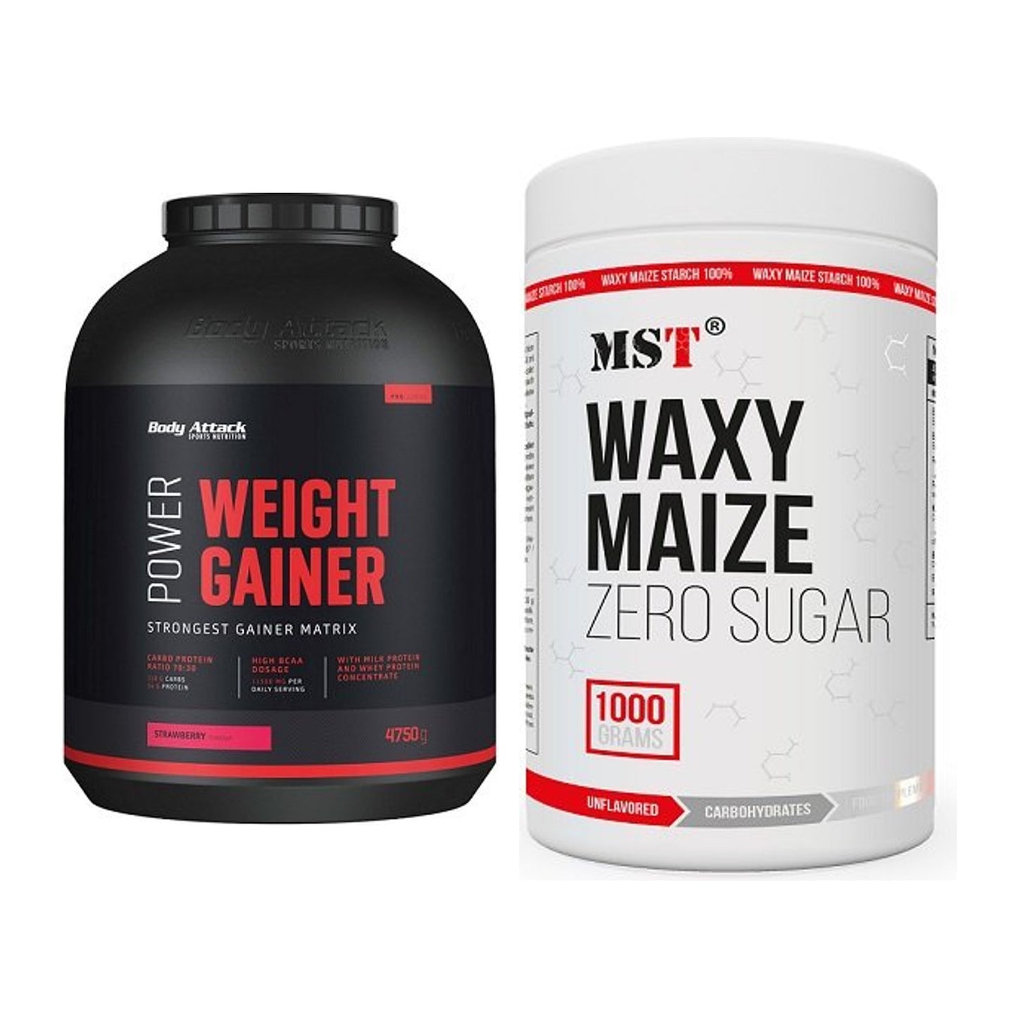 Masse-Duo: Body Attack Power Weight Gainer + MST WAXY MAIZE – alle enthaltenen Artikel