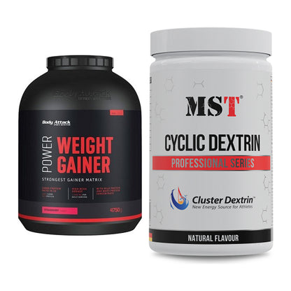 Masse-Duo: Body Attack Power Weight Gainer + MST Cluster Dextrin – alle enthaltenen Artikel