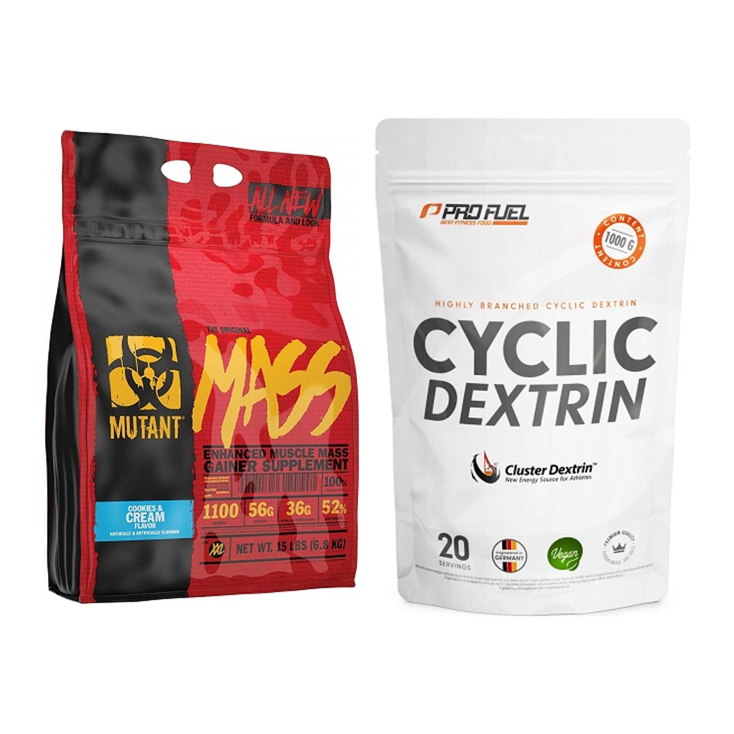Masse-Duo: Mutant Mass + ProFuel Cyclic Dextrin Cluster – alle enthaltenen Artikel