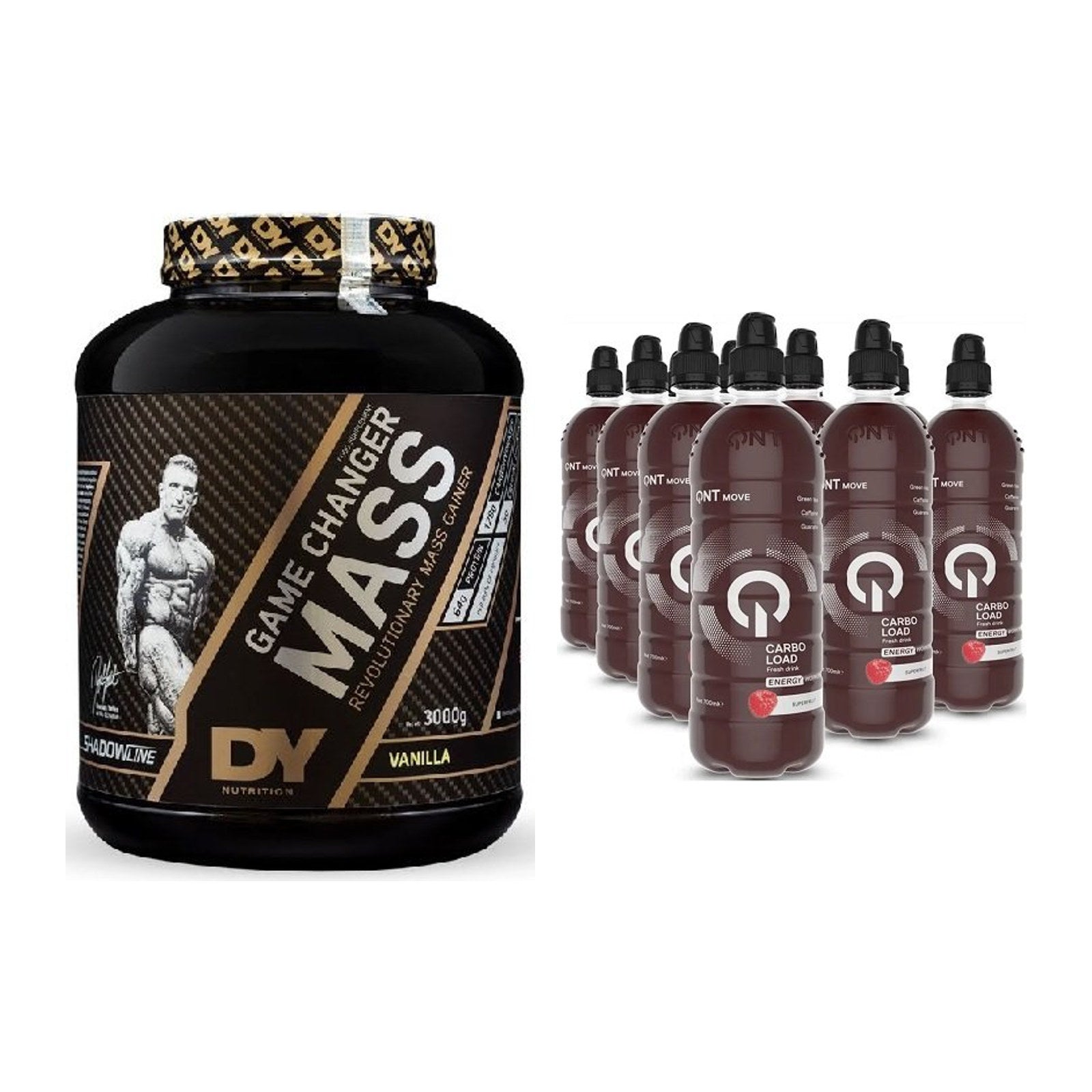 Masse-Duo: DY Nutrition Game Changer + QNT Carbo Load 12x700ml – alle enthaltenen Artikel