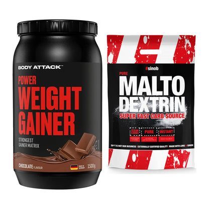 Masse-Duo: Body Attack Power Weight Gainer + Sinob Maltodextrin – alle enthaltenen Artikel