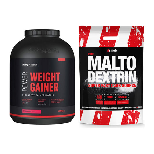 Masse-Duo: Body Attack Power Weight Gainer + Sinob Maltodextrin – alle enthaltenen Artikel