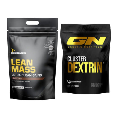 Masse-Duo: Dedicated Lean Mass Gainer 6000g + GN Cluster Dextrin – alle enthaltenen Artikel