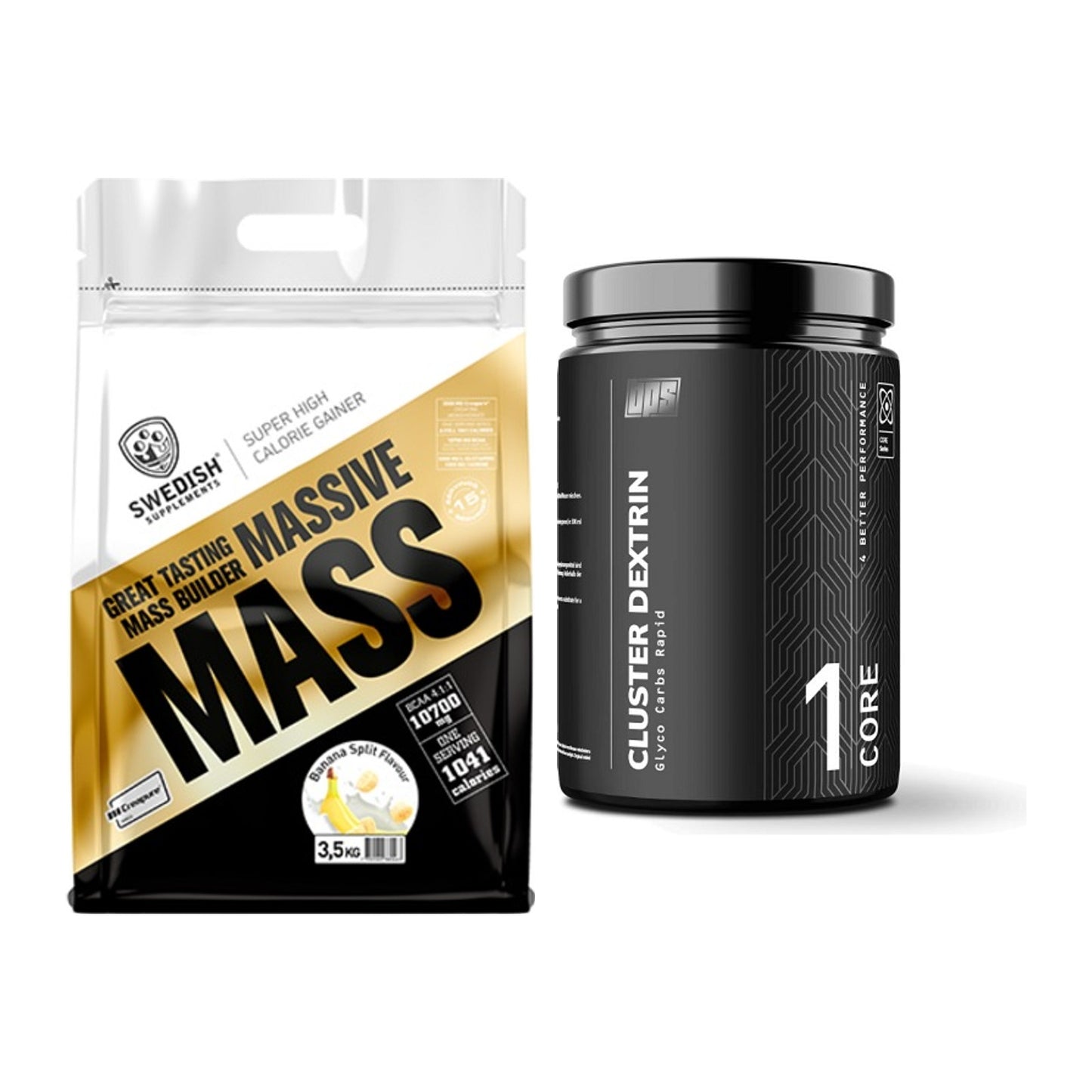 Masse-Duo: Swedish Supplements Massive + BPS-Pharma Glyco Carbs Rapid – alle enthaltenen Artikel