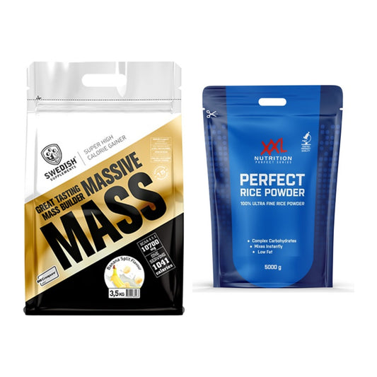 Masse-Duo: Swedish Supplements Massive + XXL Nutrition Perfect Rice – alle enthaltenen Artikel
