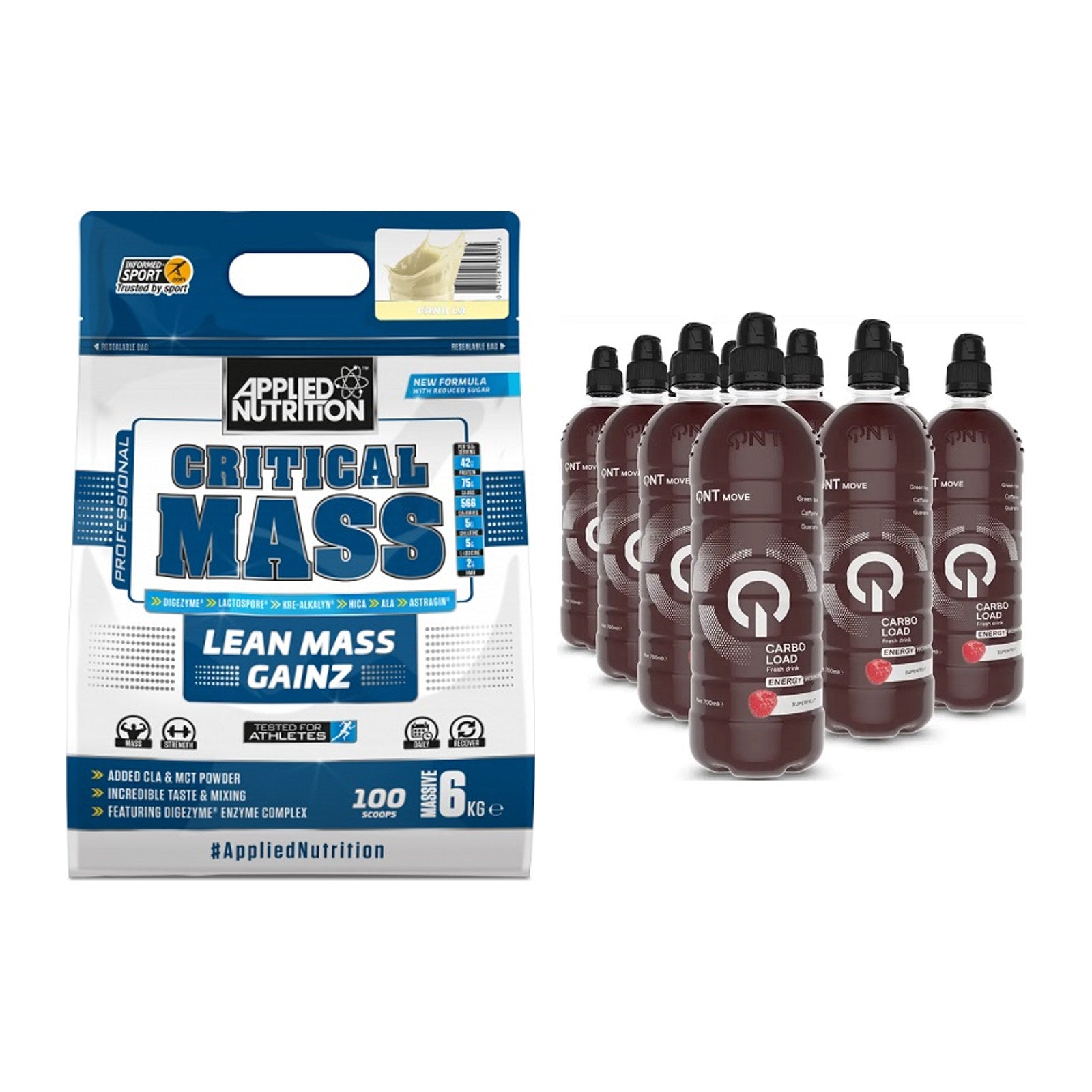 Masse-Duo: Applied Nutrition Critical Mass + QNT Carbo Load – alle enthaltenen Artikel