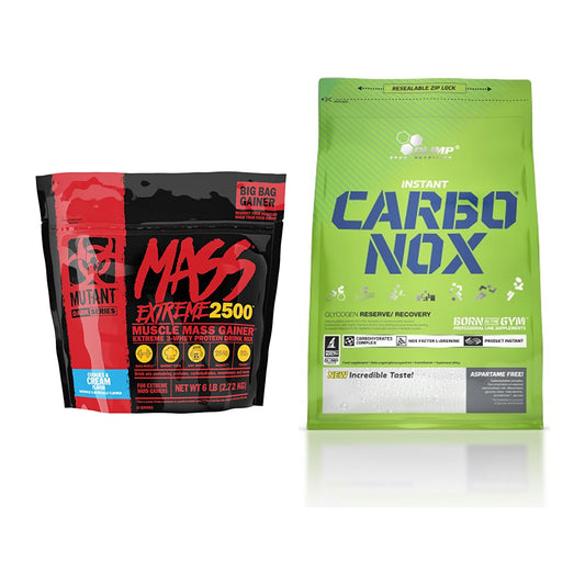 Masse-Duo: Mutant Mass XXXTREME 2500 + Olimp Carbo Nox 1kg Pulver – alle enthaltenen Artikel