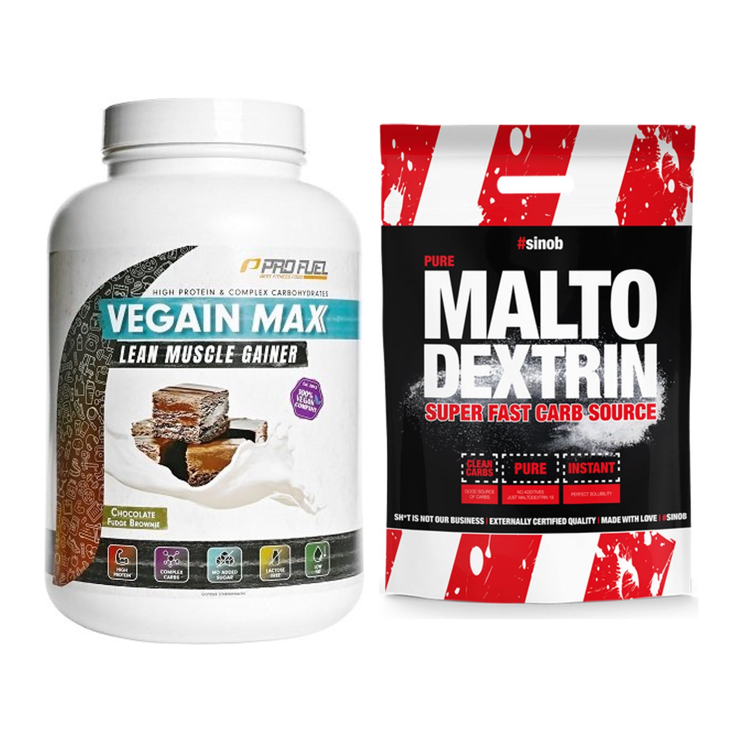 Masse-Duo: ProFuel VEGAIN MAX Gainer 3kg + Sinob Maltodextrin – alle enthaltenen Artikel