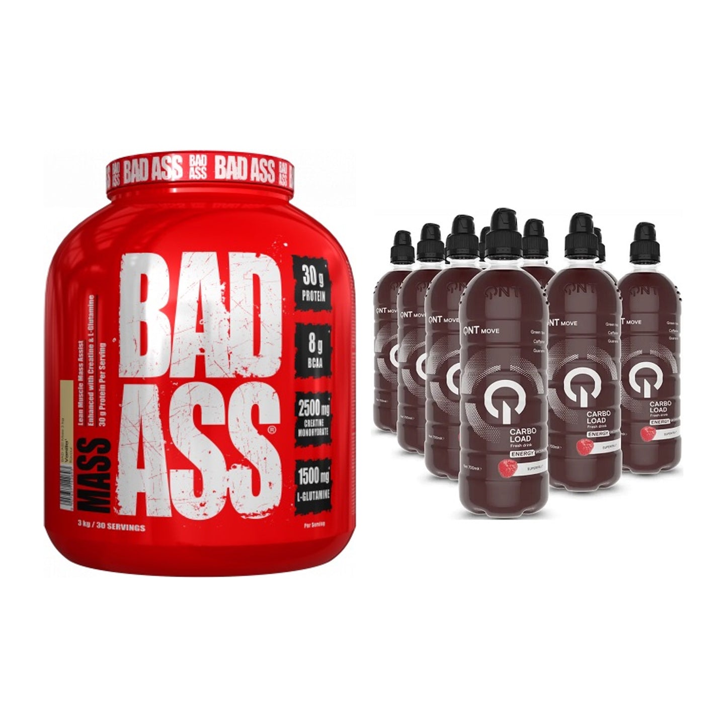 Masse-Duo: BAD ASS MASS + QNT Carbo Load – alle enthaltenen Artikel