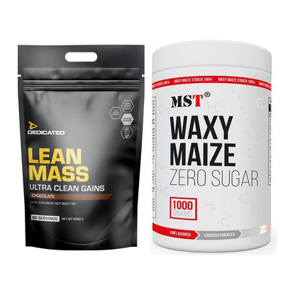 Masse-Duo: Dedicated Lean Mass Gainer 6000g + MST WAXY MAIZE – alle enthaltenen Artikel