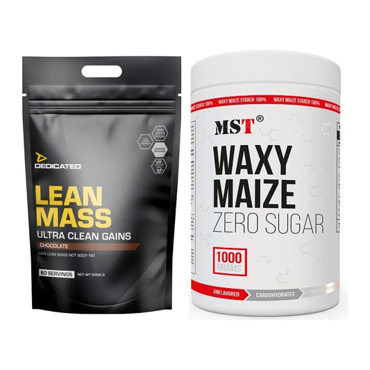 Masse-Duo: Dedicated Lean Mass Gainer 6000g + MST WAXY MAIZE – alle enthaltenen Artikel