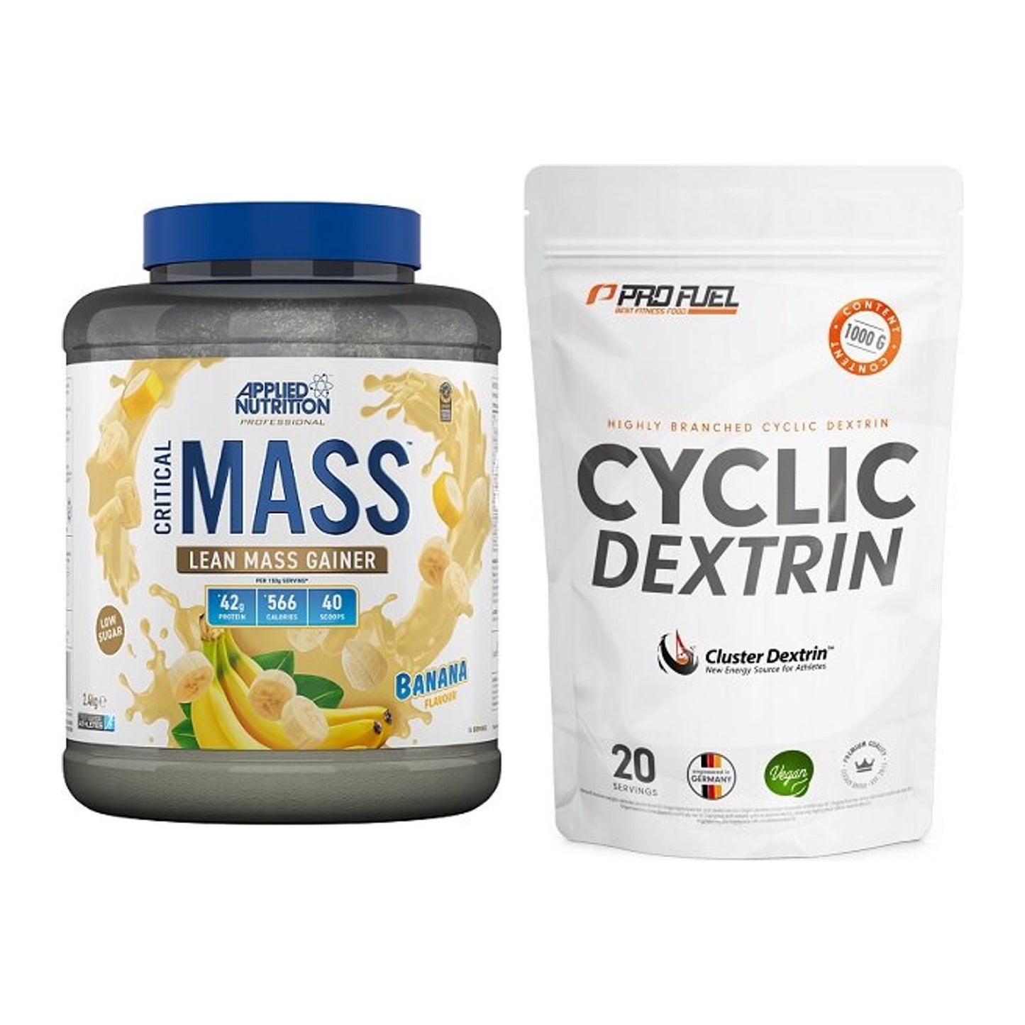 Masse-Duo: Applied Critical Mass + ProFuel Cyclic Dextrin – alle enthaltenen Artikel