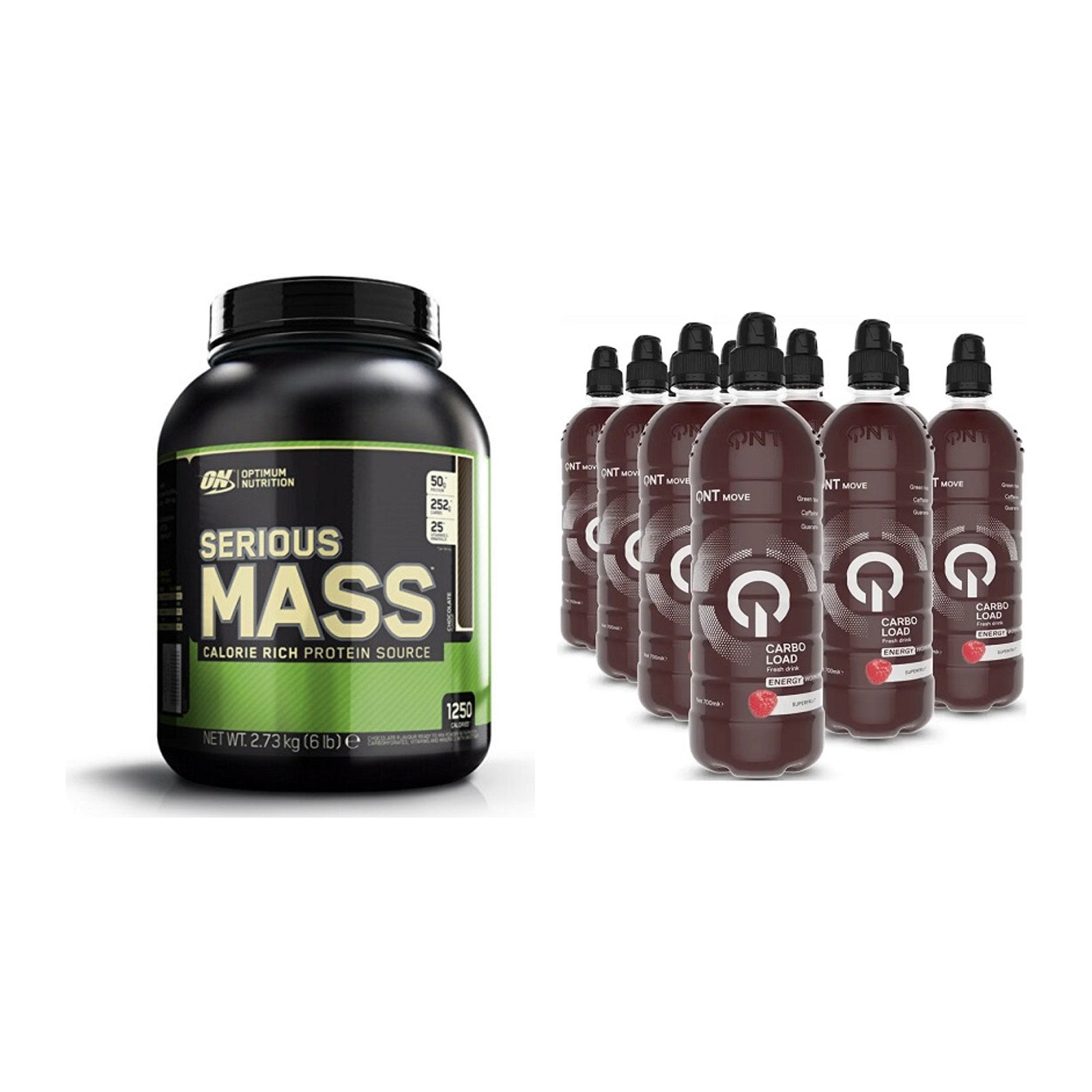 Masse-Duo: Optimum Nutrition Serious Mass + QNT Carbo Load – alle enthaltenen Artikel