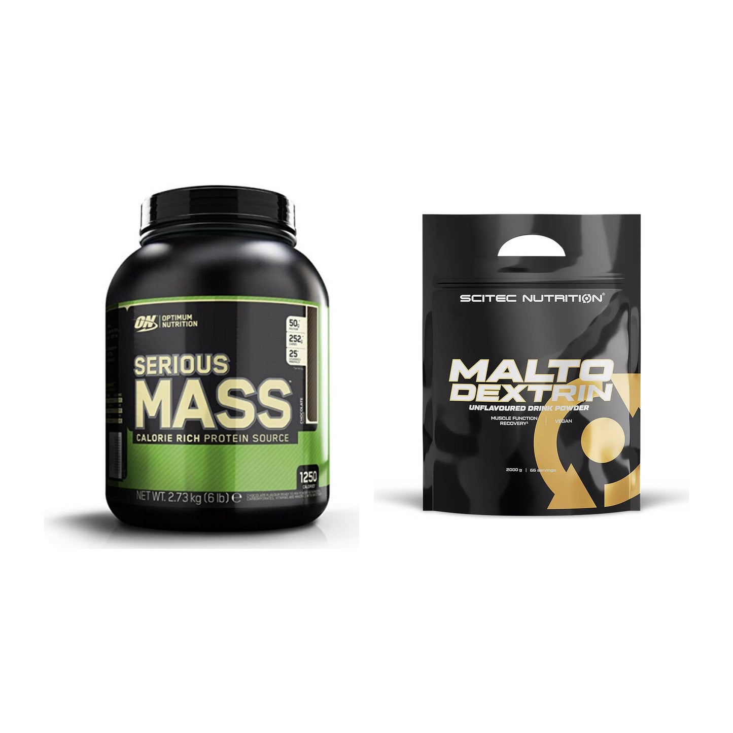 Masse-Duo: Optimum Nutrition Serious + Scitec Maltodextrin 2000g – alle enthaltenen Artikel