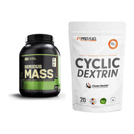 Masse-Duo: Optimum Nutrition Serious + ProFuel Cyclic Dextrin – alle enthaltenen Artikel