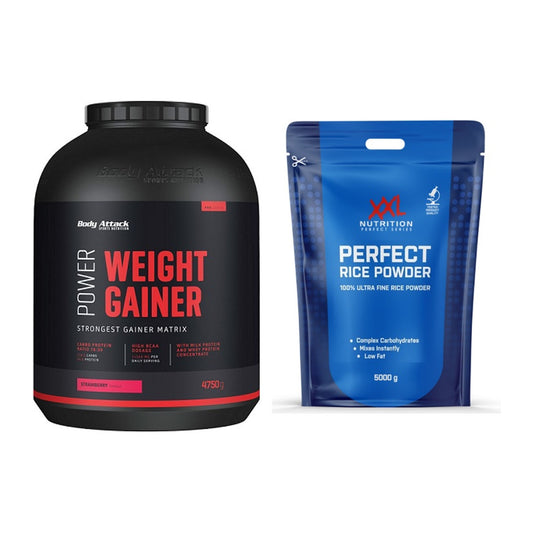 Masse-Duo: Body Attack Power Weight + XXL Nutrition Perfect Rice – alle enthaltenen Artikel