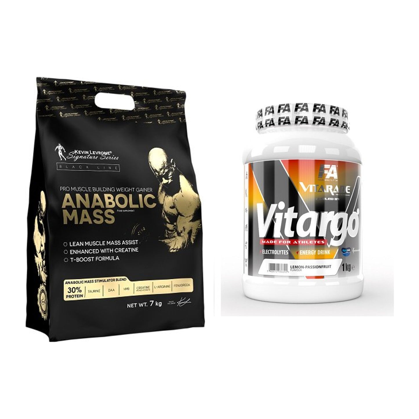 Masse-Duo: Kevin Levrone Anabolic Mass + FA Vitarade Vitargo – alle enthaltenen Artikel