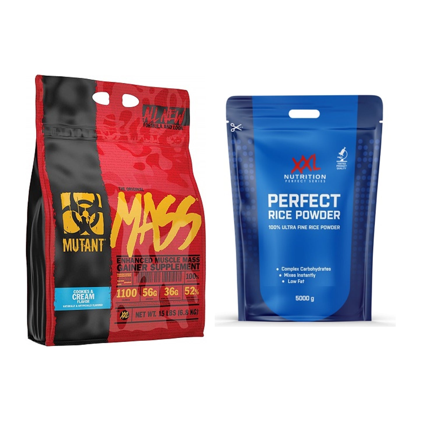 Masse-Duo: Mutant Mass + XXL Nutrition Perfect Rice Powder – alle enthaltenen Artikel