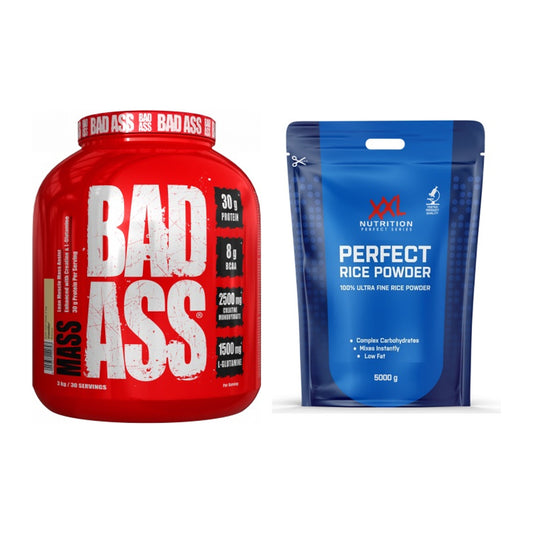 Masse-Duo: BAD ASS MASS + XXL Nutrition Perfect Rice Powder – alle enthaltenen Artikel