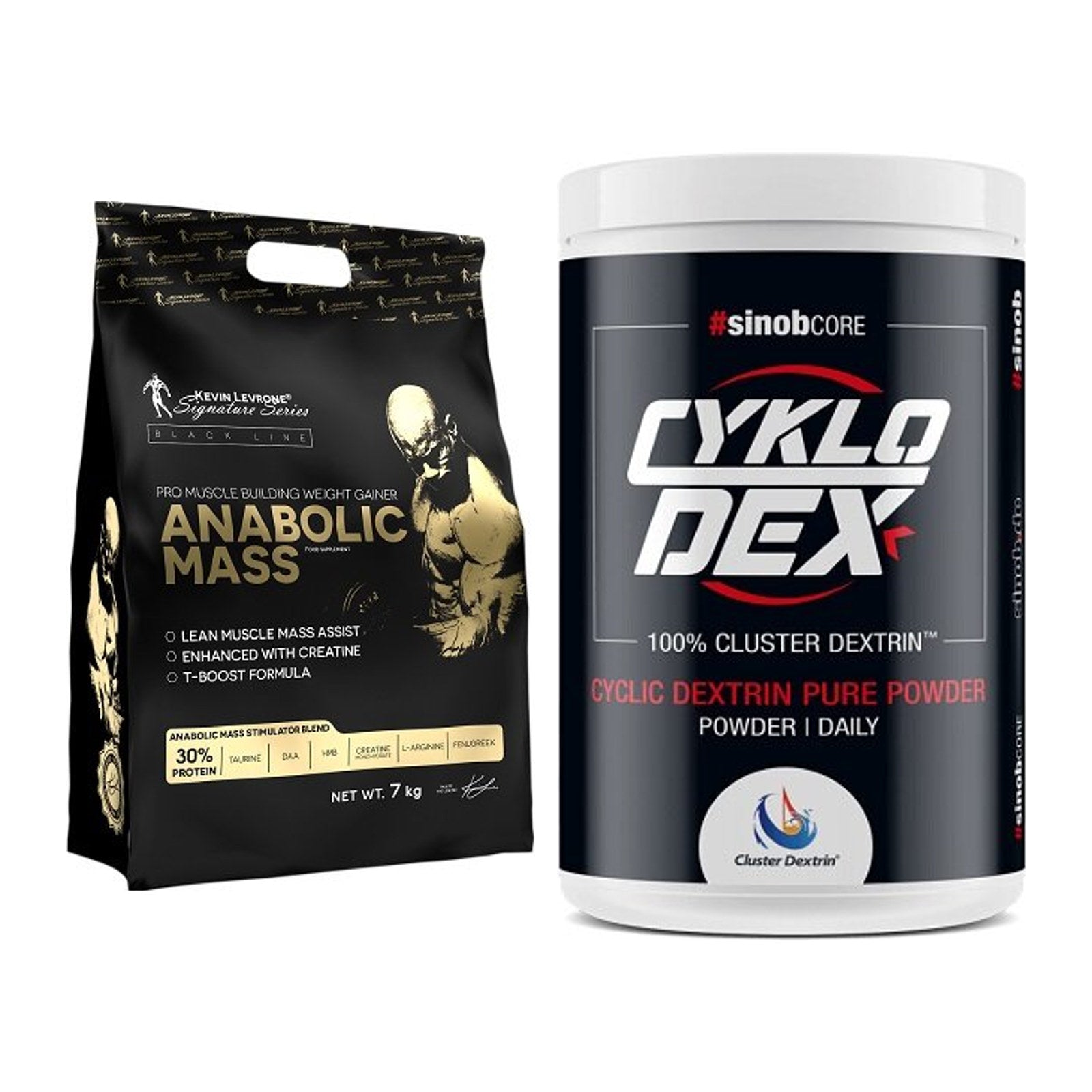 Masse-Duo: Kevin Levrone Anabolic Mass + Sinob Core CykloDex 1kg – alle enthaltenen Artikel