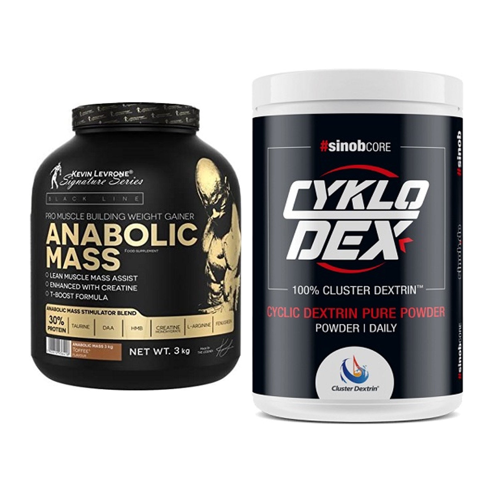 Masse-Duo: Kevin Levrone Anabolic Mass + Sinob Core CykloDex 1kg – alle enthaltenen Artikel
