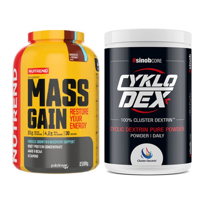 Masse-Duo: Nutrend Mass Gain + Sinob Core CykloDex 1kg (Cluster – alle enthaltenen Artikel