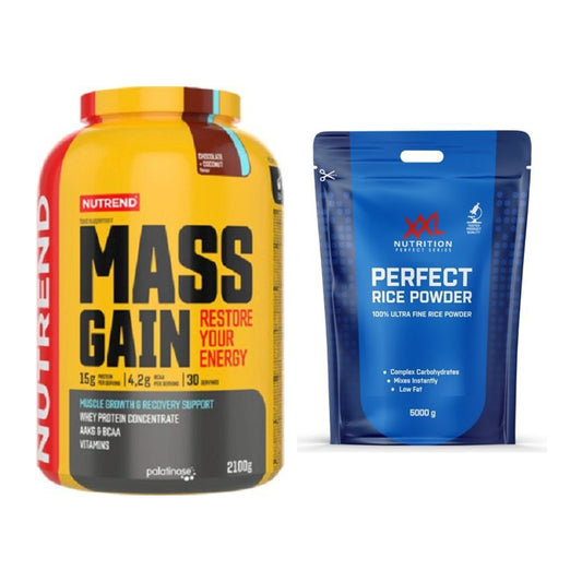 Masse-Duo: Nutrend Mass Gain 2100g + XXL Nutrition Perfect Rice – alle enthaltenen Artikel