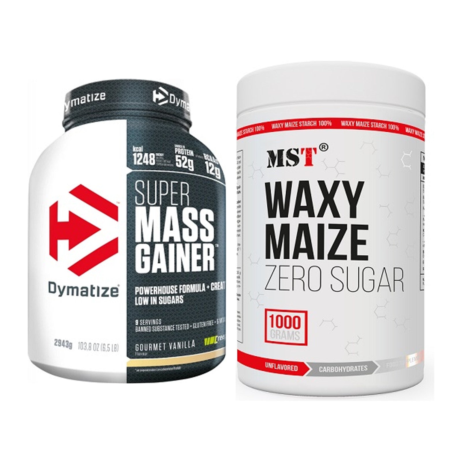 Masse-Duo: Dymatize Super Mass Gainer + MST WAXY MAIZE – alle enthaltenen Artikel