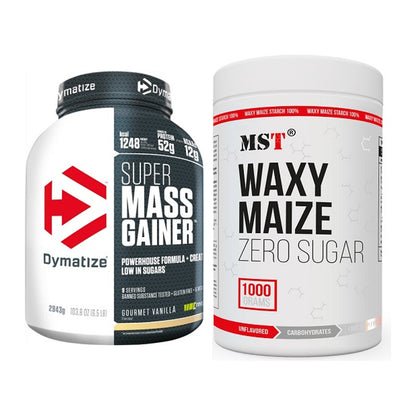 Masse-Duo: Dymatize Super Mass Gainer + MST WAXY MAIZE – alle enthaltenen Artikel