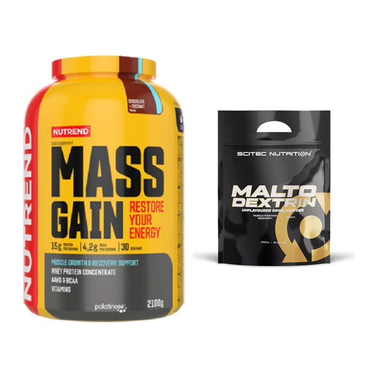 Masse-Duo: Nutrend Mass Gain + Scitec Maltodextrin 2000g Beutel – alle enthaltenen Artikel