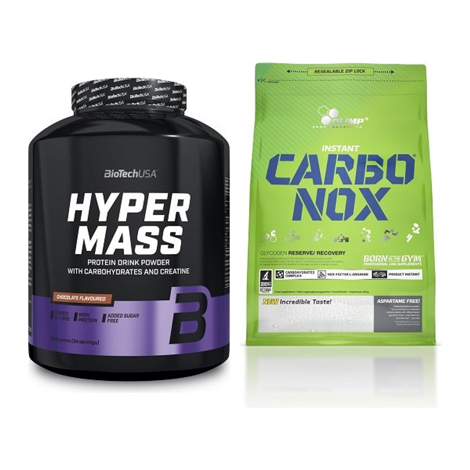 Masse-Duo: BioTech Hyper Mass + Olimp Carbo Nox 1kg Pulver – alle enthaltenen Artikel