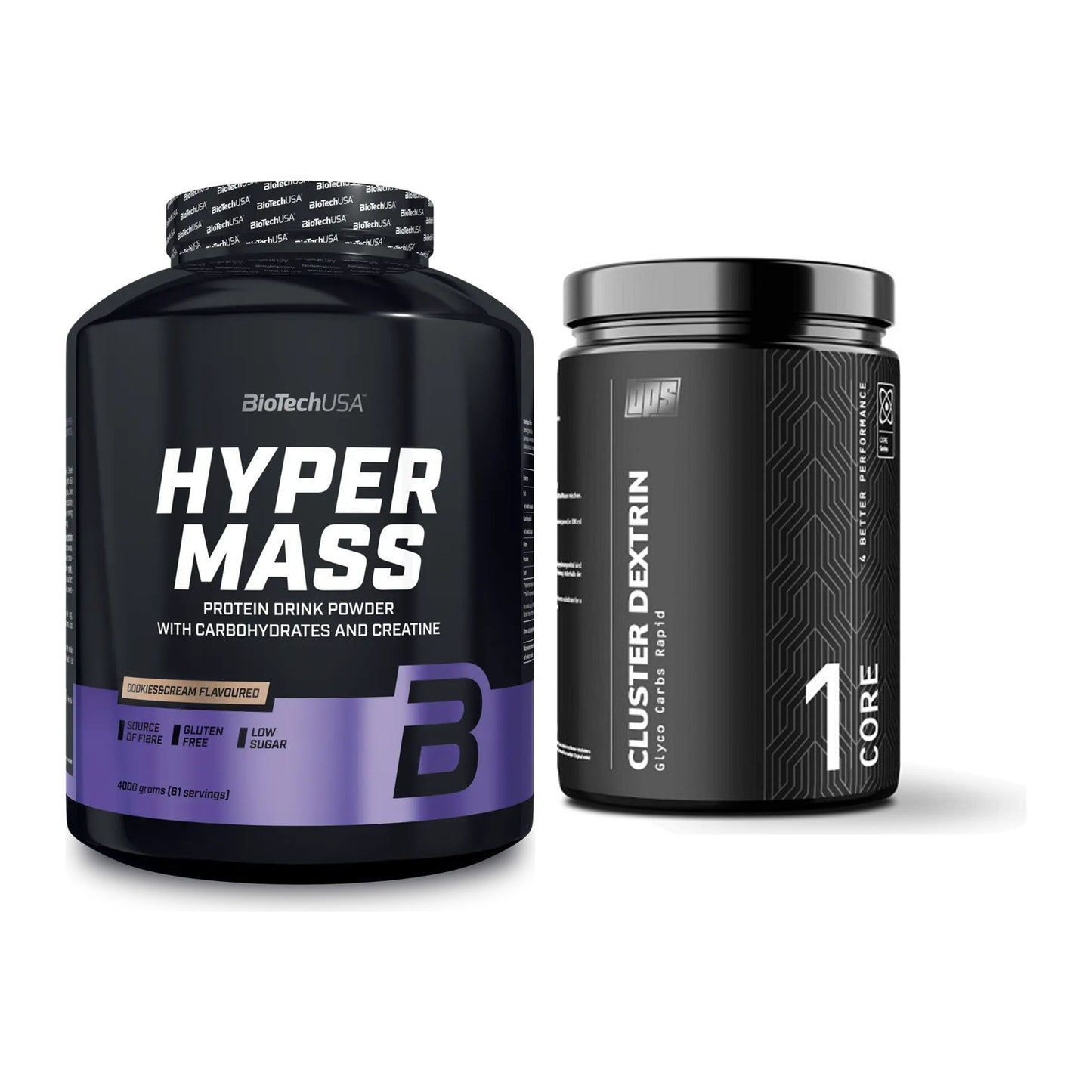Masse-Duo: BioTech Hyper Mass + BPS-Pharma Glyco Carbs Rapid 100% – alle enthaltenen Artikel
