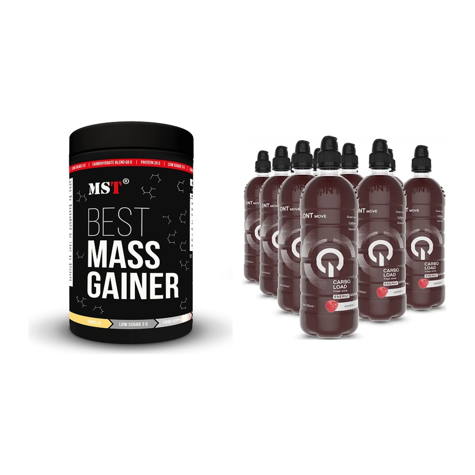 Masse-Duo: MST Best Mass Gainer + QNT Carbo Load – alle enthaltenen Artikel
