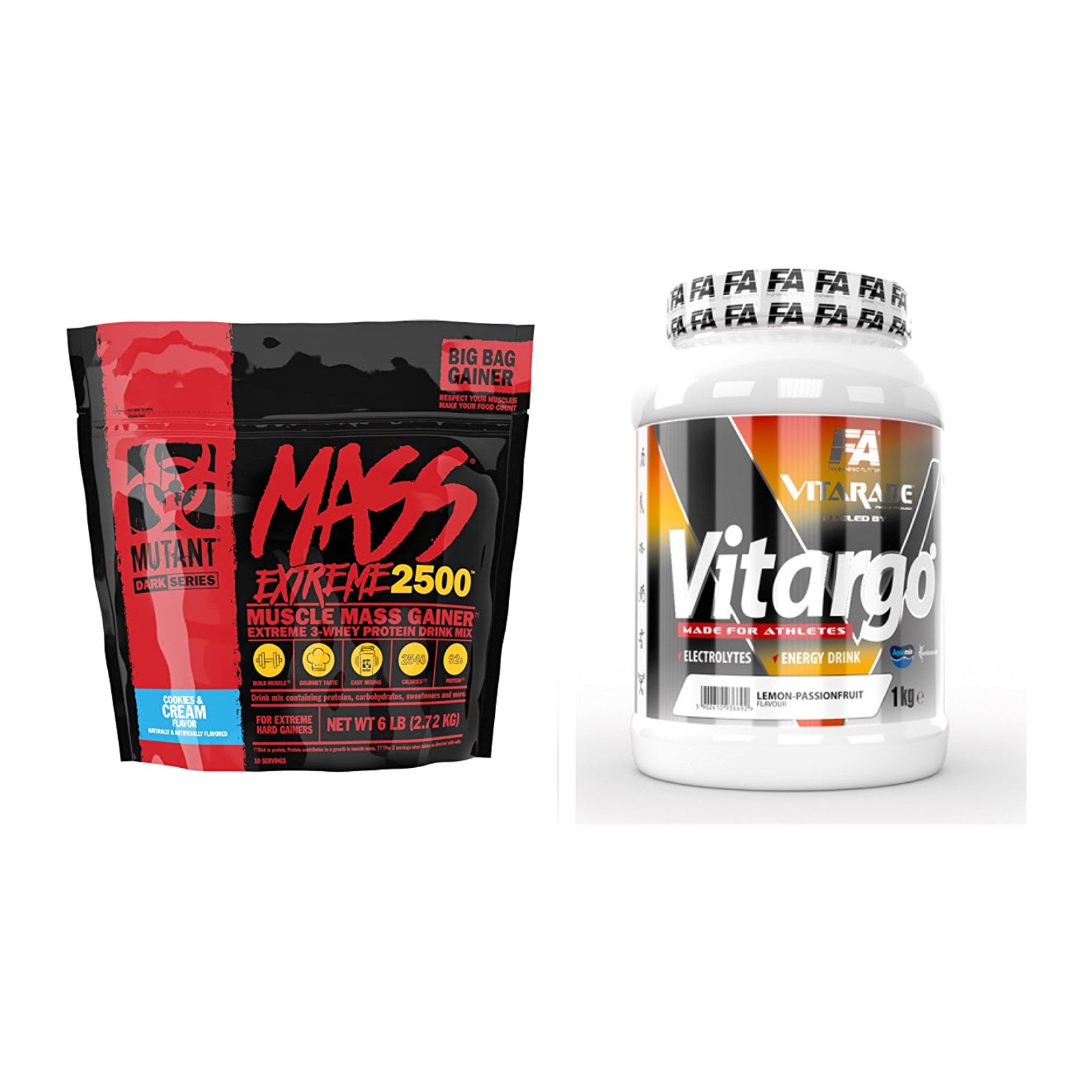 Masse-Duo: Mutant Mass XXXTREME 2500 + FA Vitarade Vitargo – alle enthaltenen Artikel