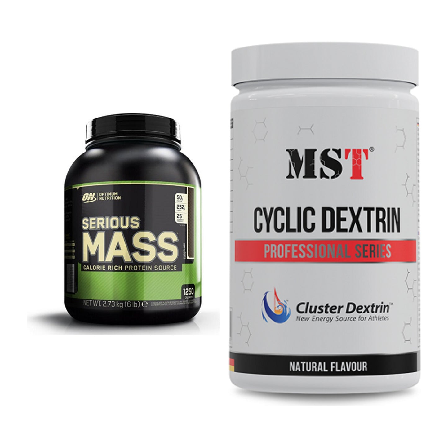 Masse-Duo: Optimum Nutrition Serious Mass + MST Cluster Dextrin – alle enthaltenen Artikel