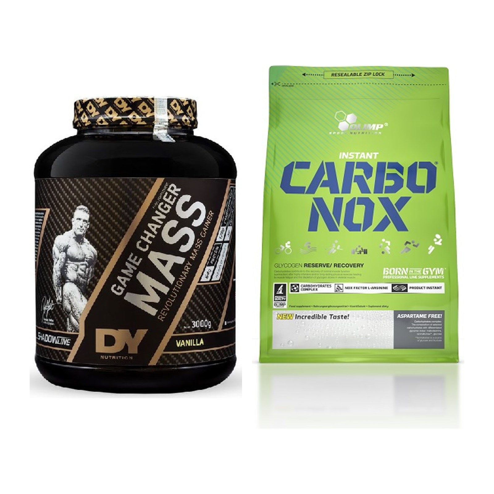 Masse-Duo: DY Nutrition Game Changer Mass + Olimp Carbo Nox 1kg Pulver – alle enthaltenen Artikel