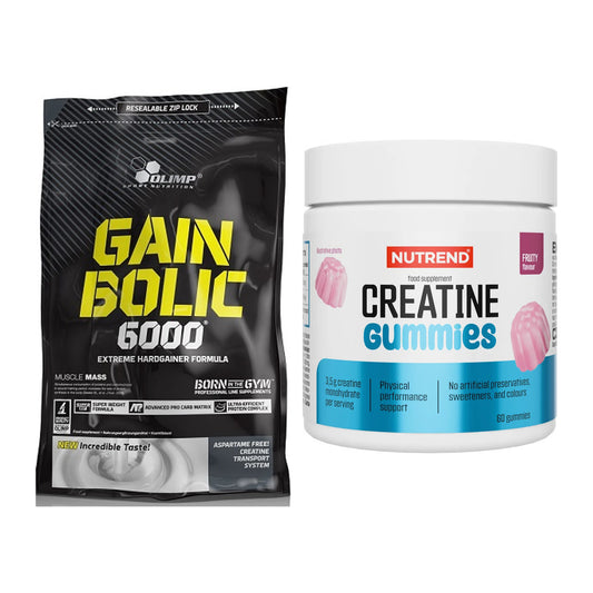 Masseaufbau-Set: Olimp Gain Bolic 6000 + Nutrend Creatine Gummies – alle enthaltenen Artikel