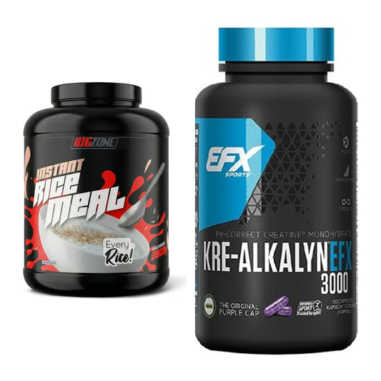 Masseaufbau-Set: Big Zone Rice Meal 3000g Dose + EFX Kre-Alkalyn 3000 – alle enthaltenen Artikel