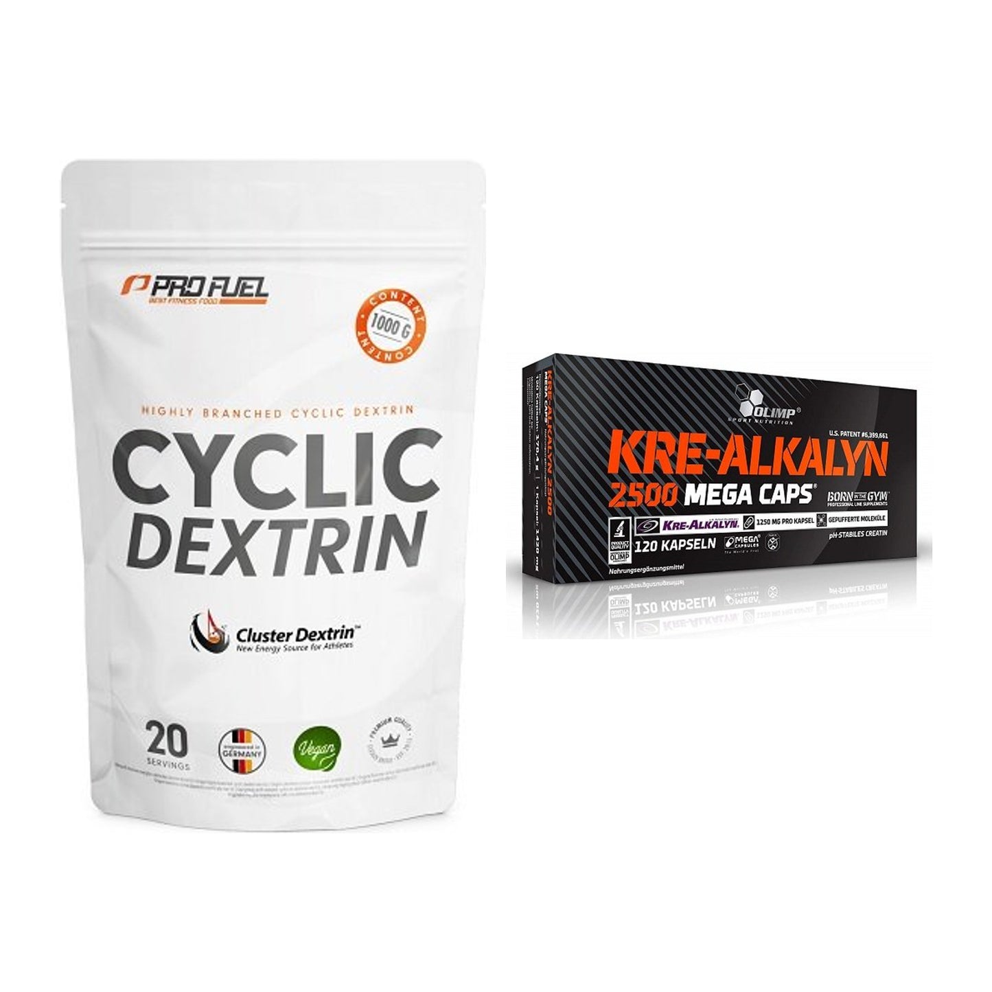 Masseaufbau-Set: ProFuel Cyclic Dextrin + Olimp Kre Alkalyn 2500 – alle enthaltenen Artikel
