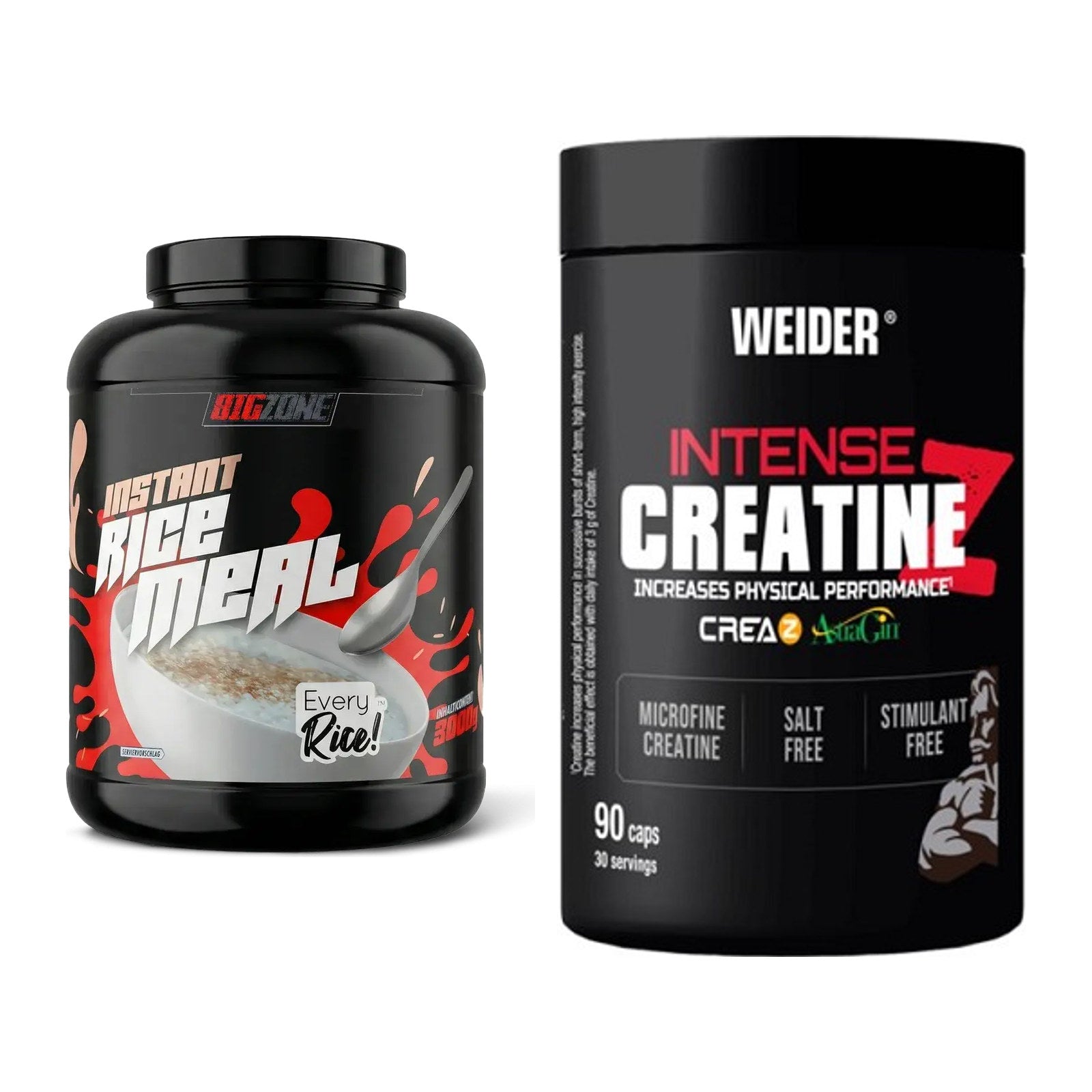 Masseaufbau-Set: Big Zone Rice Meal 3000g + Weider Intense Pure – alle enthaltenen Artikel
