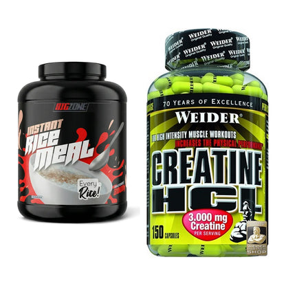 Masseaufbau-Set: Big Zone Rice Meal 3000g Dose + Weider Creatin HCL – alle enthaltenen Artikel
