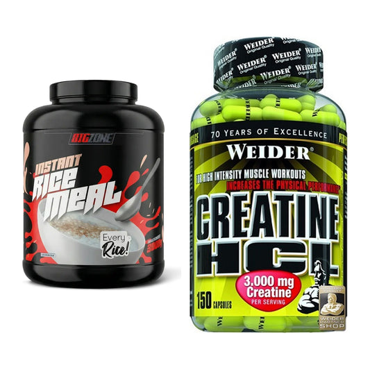 Masseaufbau-Set: Big Zone Rice Meal 3000g Dose + Weider Creatin HCL – alle enthaltenen Artikel
