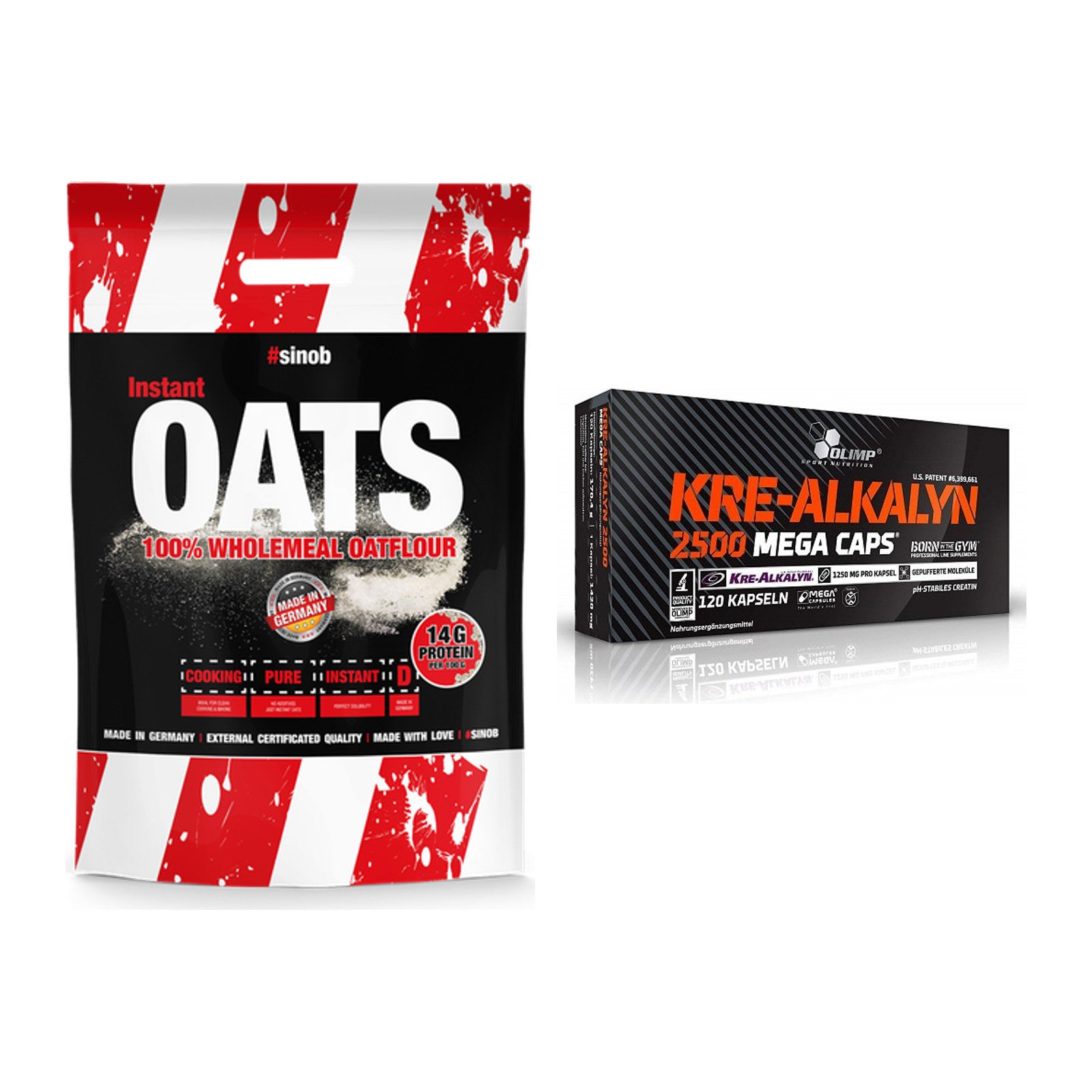 Masseaufbau-Set: Sinob Instant Oats + Olimp Kre Alkalyn 2500 – alle enthaltenen Artikel