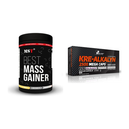 Masseaufbau-Set: MST Best Mass Gainer + Olimp Kre Alkalyn 2500 – alle enthaltenen Artikel