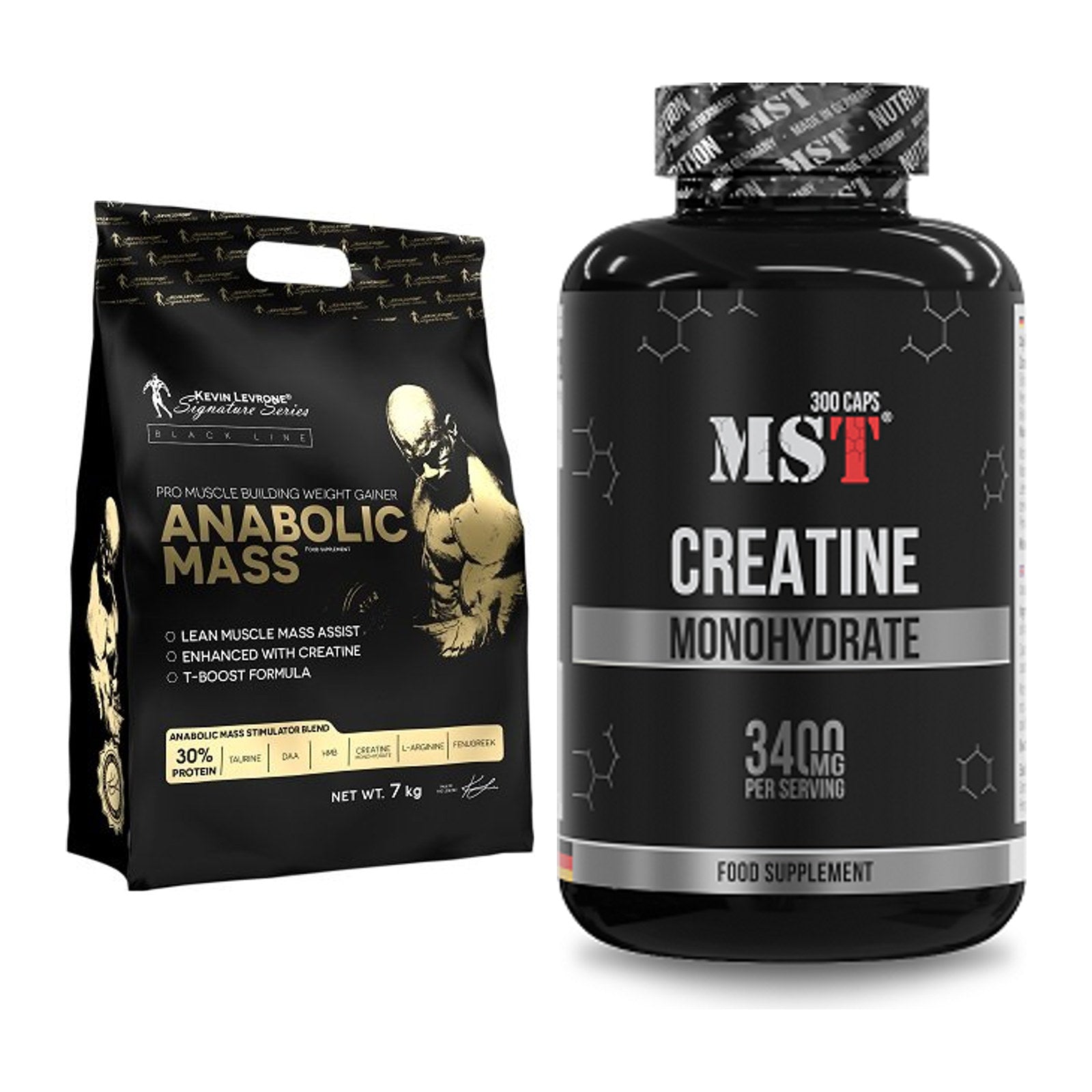 Masseaufbau-Set: Kevin Levrone Anabolic + MST Creatine Monohydrate – alle enthaltenen Artikel