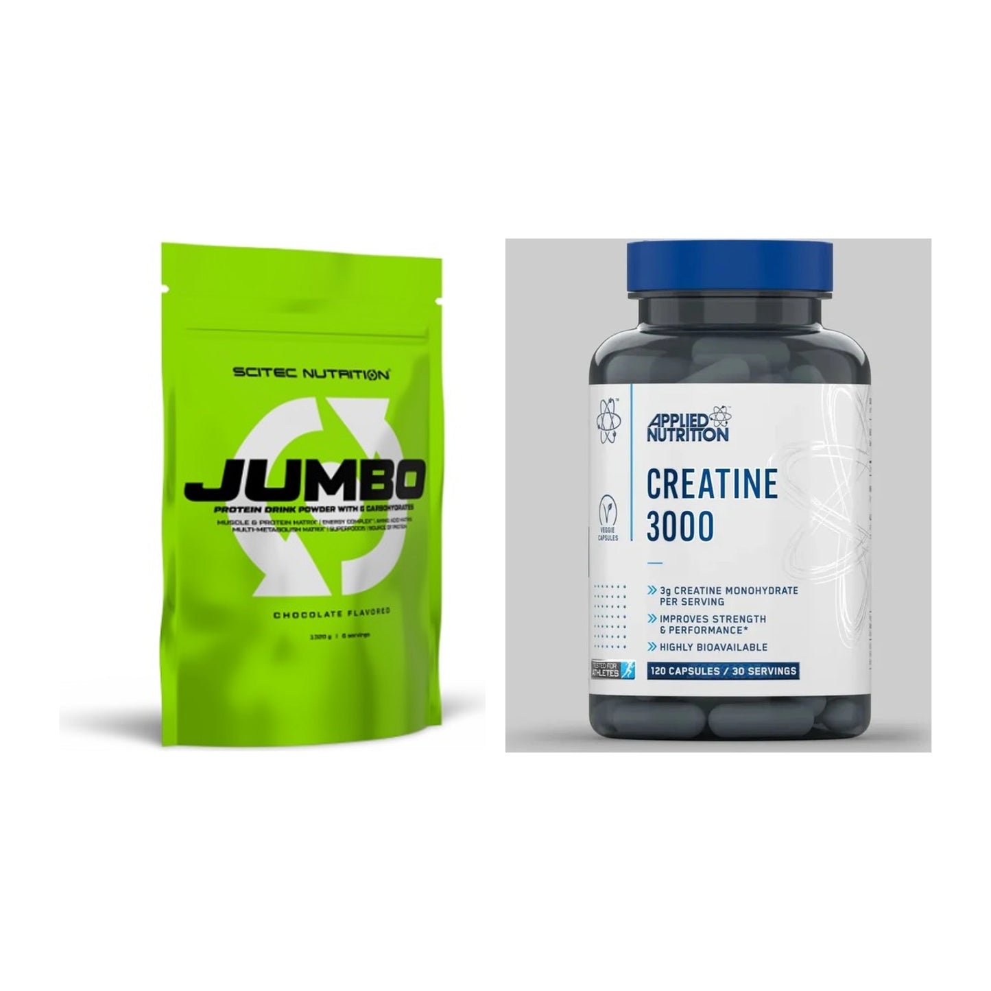 Masseaufbau-Set: Scitec Jumbo + Applied Nutrition Creatine 3000 – alle enthaltenen Artikel