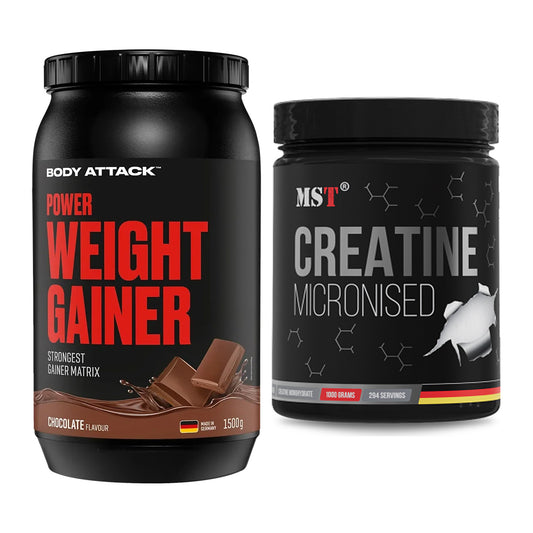 Masseaufbau-Set: Body Attack Power Weight + MST Creatin Monohydrate – alle enthaltenen Artikel