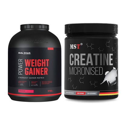 Masseaufbau-Set: Body Attack Power Weight + MST Creatin Monohydrate – alle enthaltenen Artikel