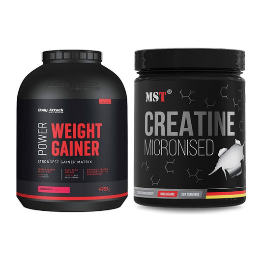 Masseaufbau-Set: Body Attack Power Weight + MST Creatin Monohydrate – alle enthaltenen Artikel
